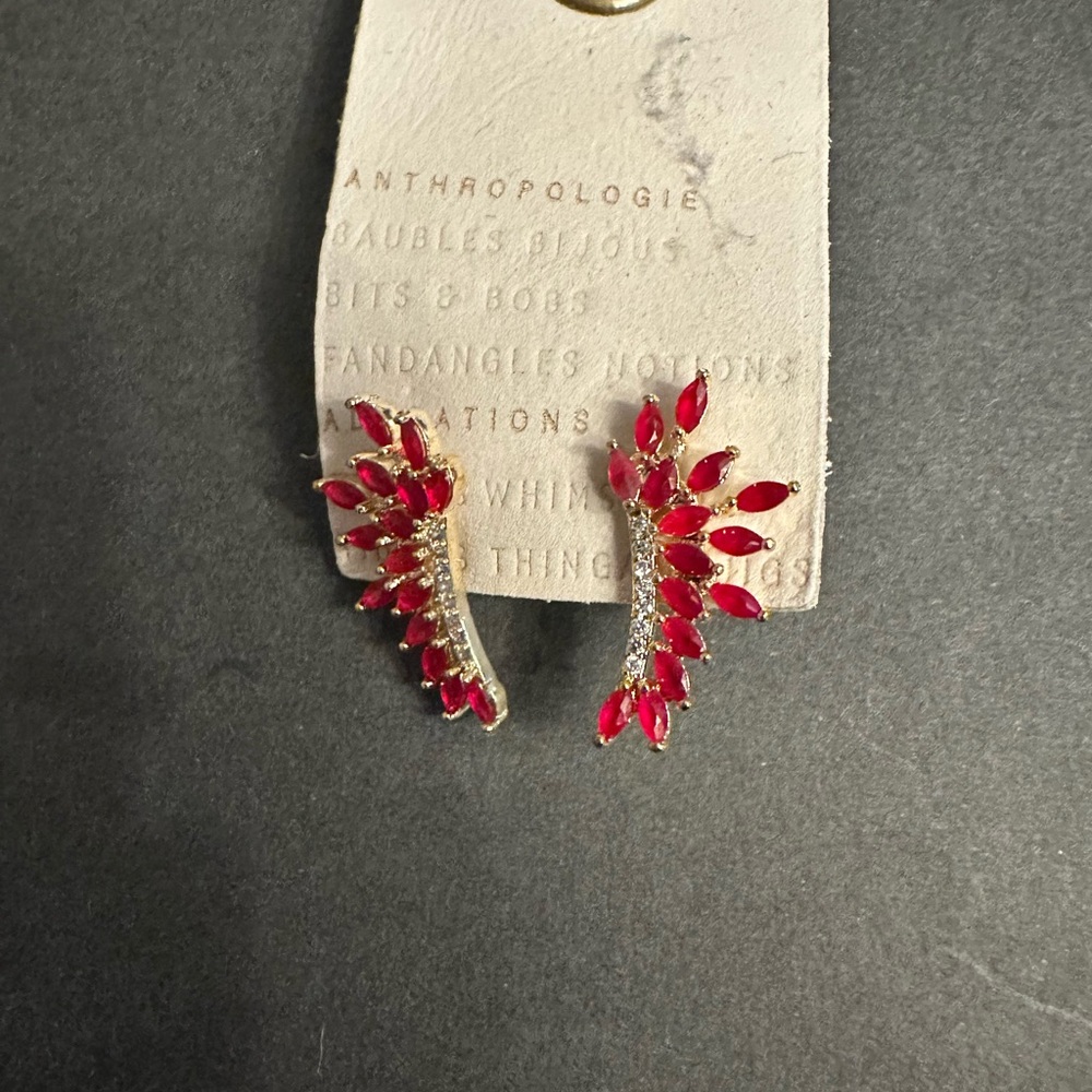 Anthropologie Red Crystal Earrings